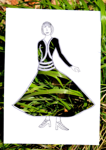 Sukně ze st&eacute;bel tr&aacute;vy.