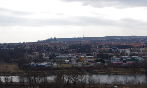 Pohled na Prahu z Tr&oacute;je.