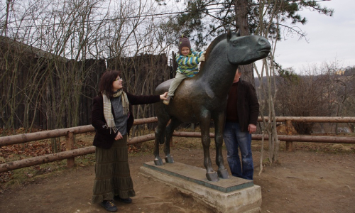 &Scaron;imon p&oacute;zuje na koni przewalsk&eacute;m.