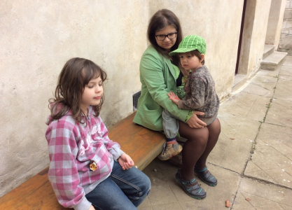 Mark&eacute;tka s Matějem na kl&iacute;ně.