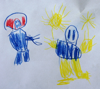 Matěj nakreslil Tom&aacute;&scaron;kovi do nemocnice obr&aacute;zek, Zl&yacute; smajl&iacute;k a Maťochman.